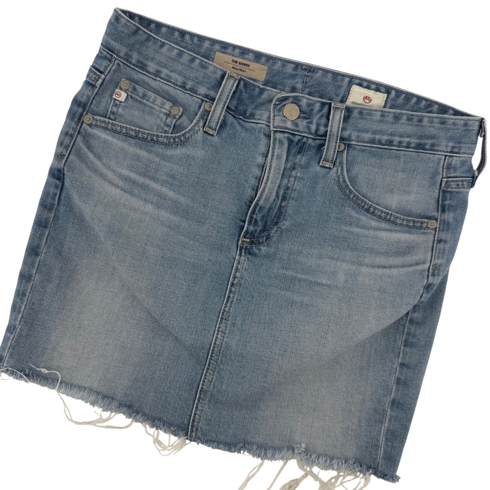 AG Adriano Goldschmied The Sandy Mini Skirt Women 27 Light Blue Denim Raw Hem
